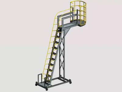 Industrial Mobile Cantilever Work Platform Low-poly 3D model