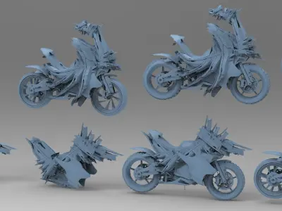 Cyberpunk subzero bike Full collection 3D model