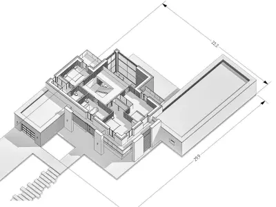 residential house with swimming pool 3D model