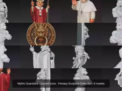 Mythic Guardians - Sacred Icons - Fantasy Sculpture Collection 3D Model Pack