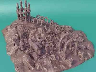 90 Ancient Ruin Scatter Pack  Tabletop Terrain 28 mm 3D print model