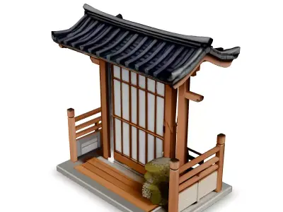 Stylized LowPoly Japanese Gate Low-poly 3D model