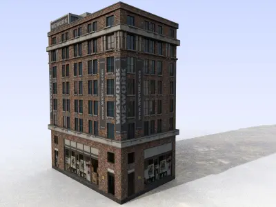 buiding brick building Low-poly 3D model
