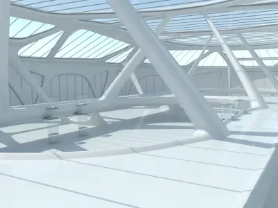  Sci-Fi Futuristic Warehouse Hangar Interior 