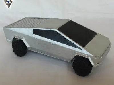 CYBERTRUCK silver toy car Free 3D print model