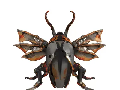 Steampunk Mechanical Beetle Robot Creature Low-poly 3D model