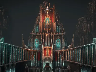 Dark arcitecture set Low-poly 3D model