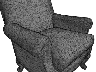 Red Velvet Classic Armchair Low-poly 3D model