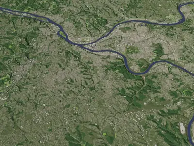 Pittsburgh Pennsylvania USA in 30 km x 30 km - city and urban 3D model