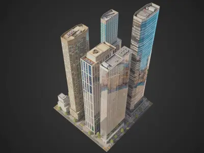 Realistic City District H8-H28 MAYA Low-poly 3D model