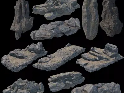 Stone modular elements for fantasy environment with PBR workflow 3D model