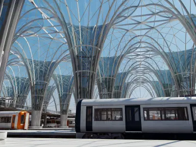 Modern Train  Station Interior 3D model