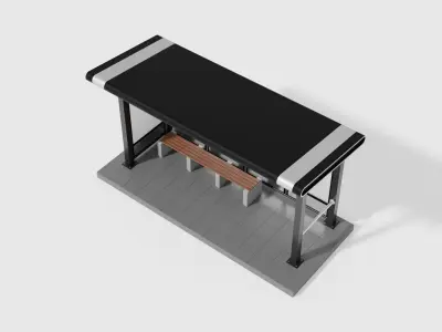 Bus Shelter Low-poly 3D model