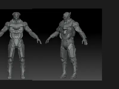 Cyborg Soldier V2 highpoly Zbrush 4r7 3D model
