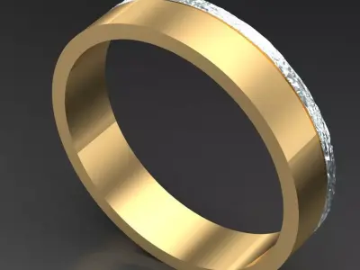 Light Gold Diamond Men Ring 2MR025 3D print model