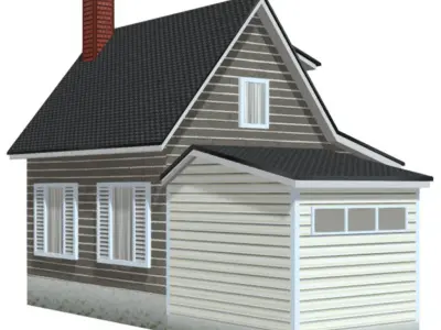 American Style Cottage - Town House Model Low-poly 3D model get