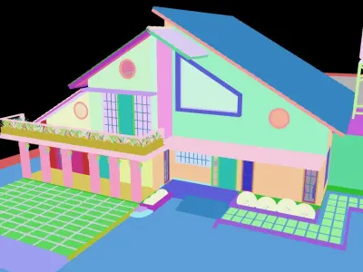 farmhouse model house with roof 3D model