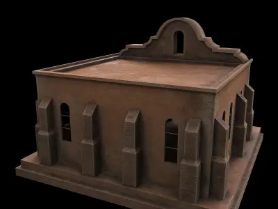 Church building with stairs and steps 3D model