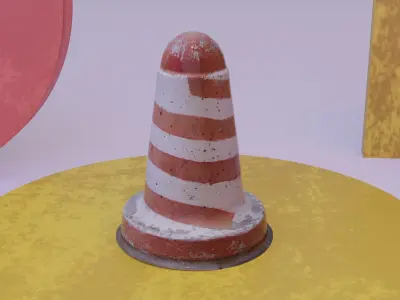 Concrete road bollard 03 Low-poly 3D model