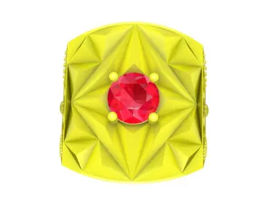 Geometric Faceted Gemstone Ring 3D Jewelry Model 5083 3D print model