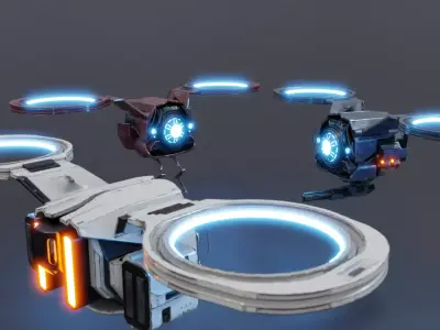 Sci-Fi Drones Low-poly 3D model