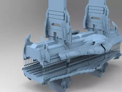 Sci fi Train rail track 2  3D model