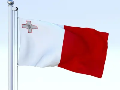 Animated Malta Flag Low-poly 3D model
