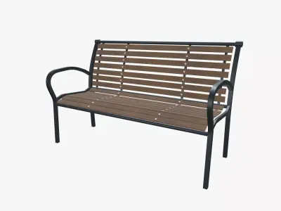 Park Bench Low-poly 3D model 4