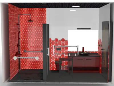 Bathroom Interior Design without Furnitures 3D model