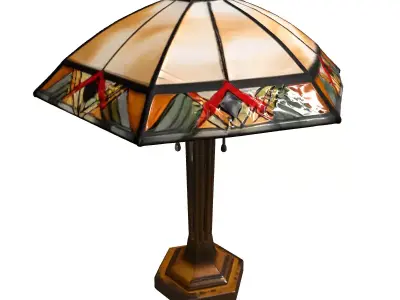 Tiffany Style Geometric Table Lamp Low-poly 3D model