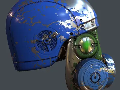 Gas mask helmet 3d model scifi Low-poly Low-poly 3D model 25