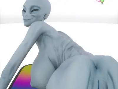Eben Female Alien with UAP Triangle 3D model