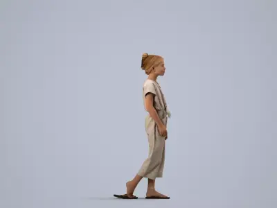 00449Bailey003 - Young Caucasian girl walking through public 3D model