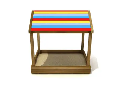 Kids Game Play Equipment 009 Wood Sand Pool with Roof 3D model