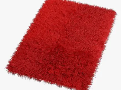 Red carpet with long pile 3D model