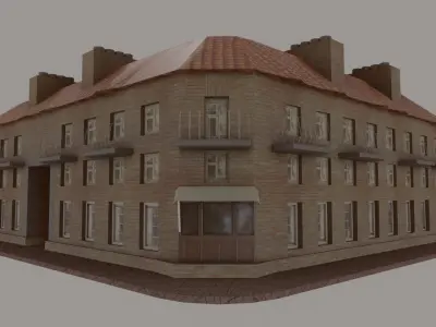 Low-poly old house Low-poly 3D model