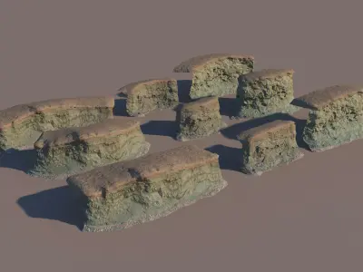 Modular cliffs Low-poly 3D model