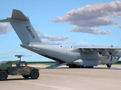  Humvee Inside an Airbus A400M Atlas Rigged 
