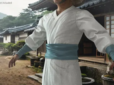  Traditional Asian Clothing White Blue 