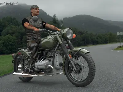  Classic Retro Motorcycle with Rider 