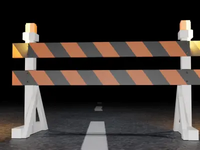Simple Barricade 2 with lights and 3 levels of decay Low-poly 3D model