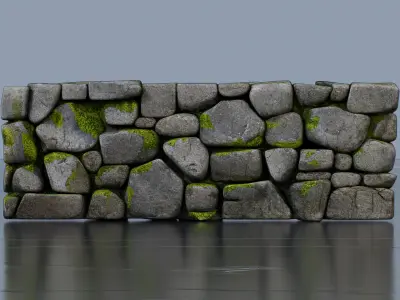 Rugged stone wall 3D model