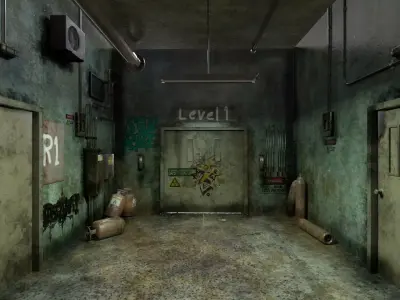 Old Corridor Level-2 Low-poly 3D model