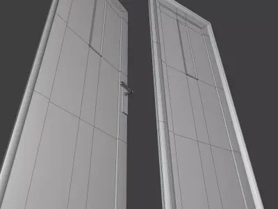 Double old wooden door Low-poly 3D model