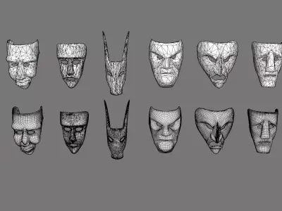 Sardinian Masks Low-poly 3D model