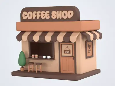 Coffee Shop Building 3D Icon 3D model