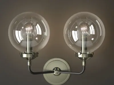 bra bistro globe clear glass double sconce nickel 3D model