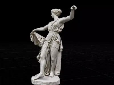Hellenistic Dancing Muse  High-Detail White Marble Statue Low-poly 3D model
