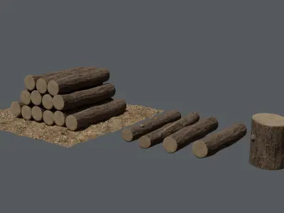 Wooden Logs Low-poly 3D model
