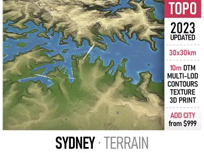 Sydney - 3D Terrain Model Low-poly 3D model